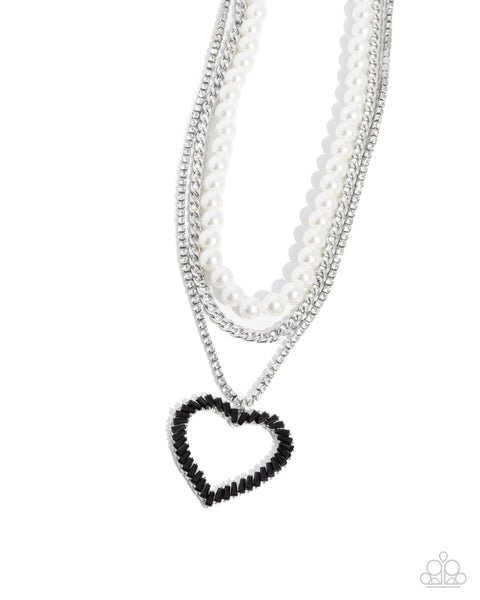 Paparazzi Y2K Year - Black Heart and Pearl Necklace