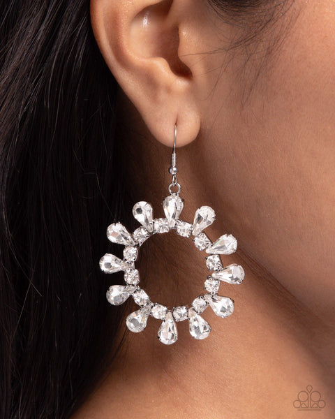 Paparazzi Wreathed Wish - White Earrings