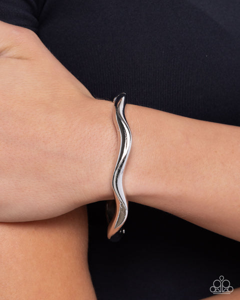 Paparazzi Waving Hello - Silver Hinged Bracelet