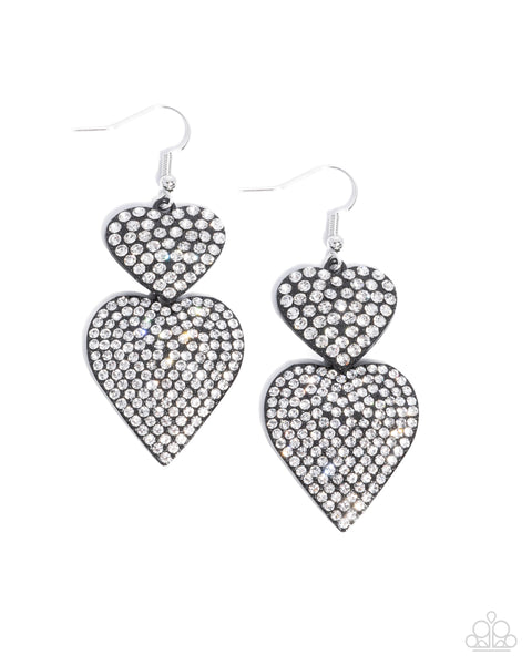 Paparazzi Never Enough Sparkle - Black Heart Earrings