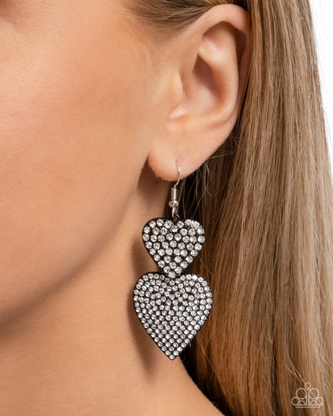 Paparazzi Never Enough Sparkle - Black Heart Earrings