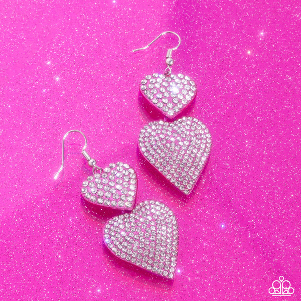 Paparazzi Never Enough Sparkle - Pink Heart Earrings