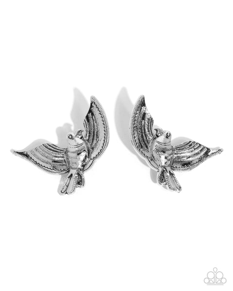 Paparazzi Bird of PLAY - Silver Earrings