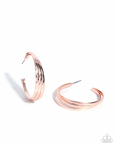 Paparazzi Layover Leader - Rose Gold Hoop Earrings