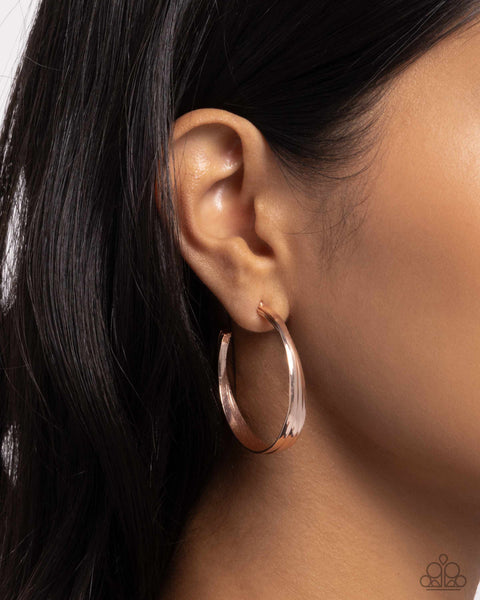 Paparazzi Layover Leader - Rose Gold Hoop Earrings