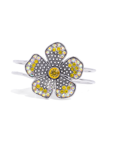 Paparazzi Bedazzled Bloom - Yellow Hinged Bracelet