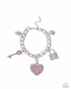 COMING SOON Paparazzi Fortified Fashion - Pink Heart Charm Bracelet