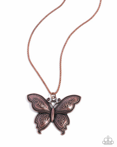 Paparazzi Aerial Attraction - Copper Butterfly Necklace