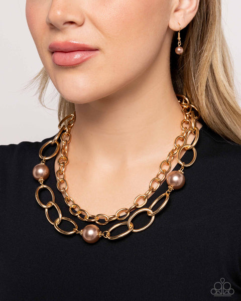 Paparazzi Top of My List Pearl Brown Necklace