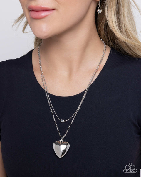 Paparazzi Halting Hearts - Silver Necklace