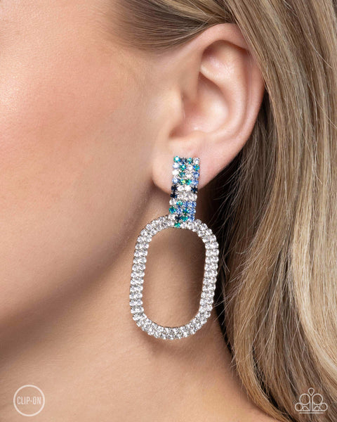 COMING SOON Paparazzi Guarded Glitz - Blue Clip on Earrings