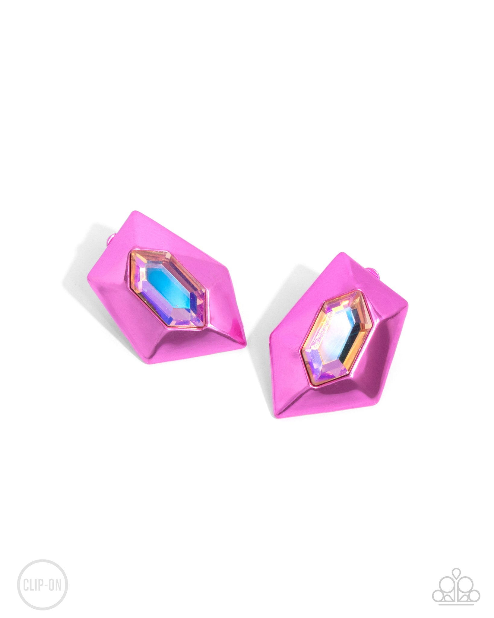 Paparazzi Dauntless Detail - UV Pink Clip on Earrings