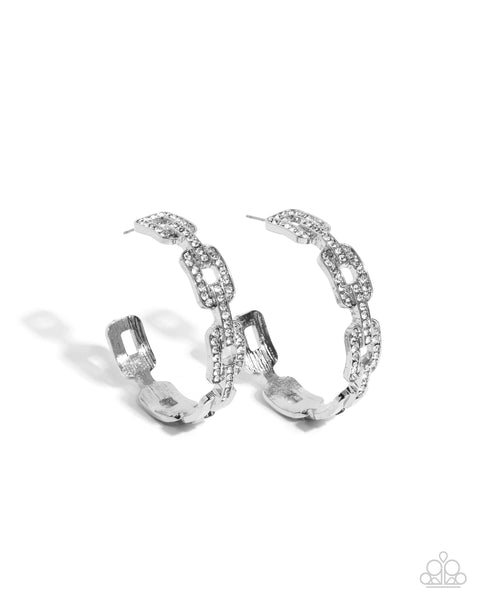Paparazzi Downtown Decadence - White Hoop Earring