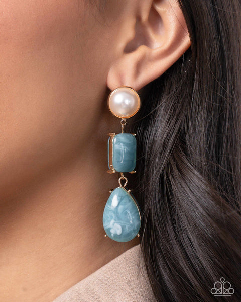 Paparazzi Marbled Masterpiece - Blue Earrings