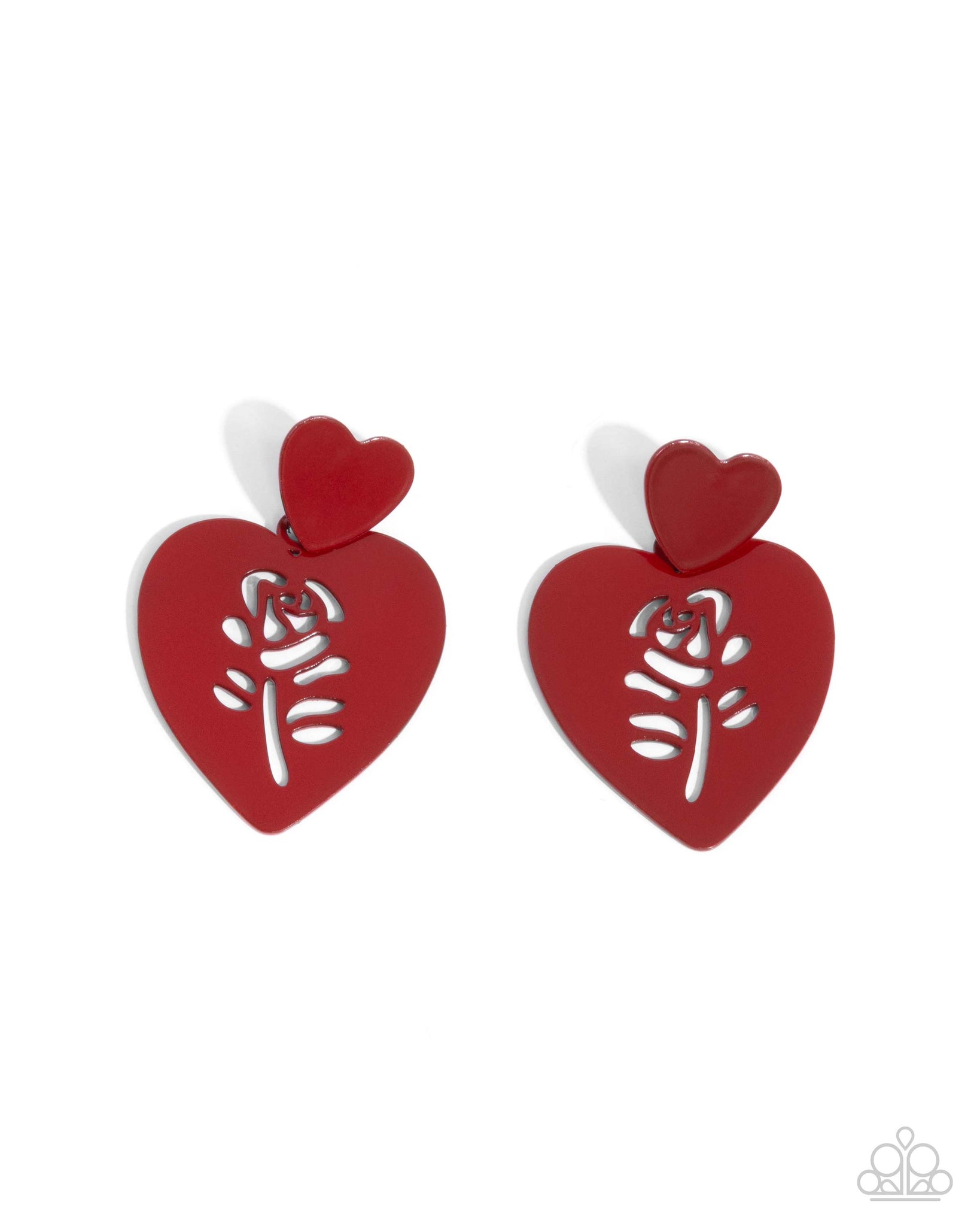 Paparazzi Showstopping Silhouette - Red Heart Earrings