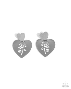 Paparazzi Showstopping Silhouette - Silver Heart Earrings