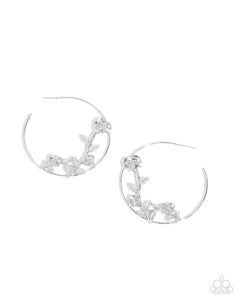 Paparazzi Blooming Benefit - Silver Hoop Earrings