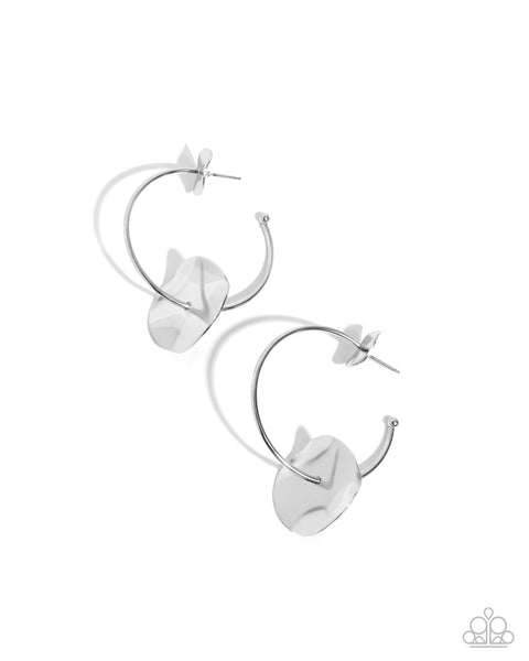 Paparazzi Textured Trouble - Silver Hoop Earrings