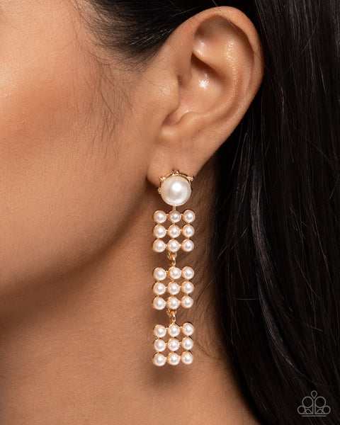 COMING SOON Paparazzi Pearl Pastime - Gold Pearl Earrings