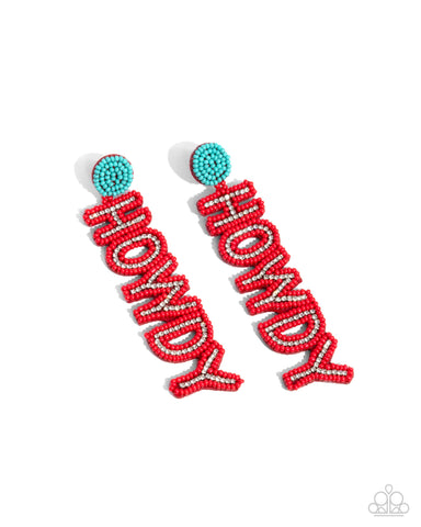 COMING SOON Paparazzi Howdy Headline - Red Seed Bead Earrings