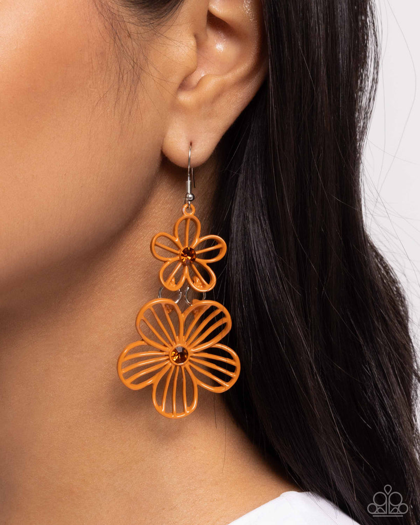 Paparazzi Textured Tiers - Orange Earrings