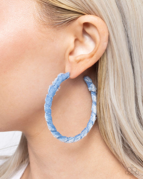 COMING SOON Paparazzi Denim Debut - Blue Hoop Earrings