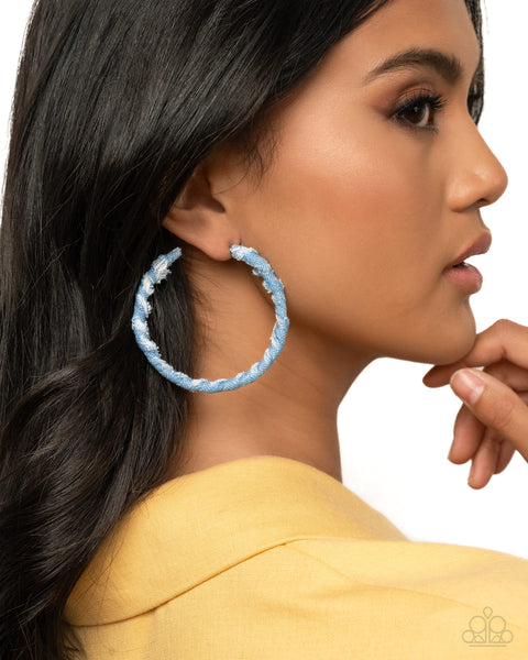 COMING SOON Paparazzi Denim Debut - Blue Hoop Earrings