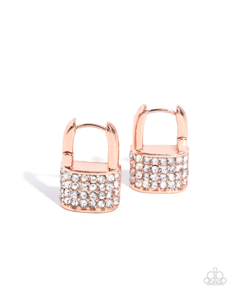 Paparazzi Locked Luxury - Copper Earrings