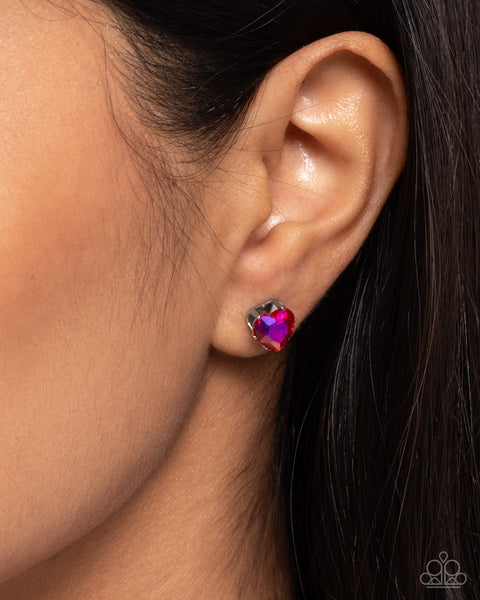 Paparazzi Sweetheart Stunner - Pink Heart Earrings