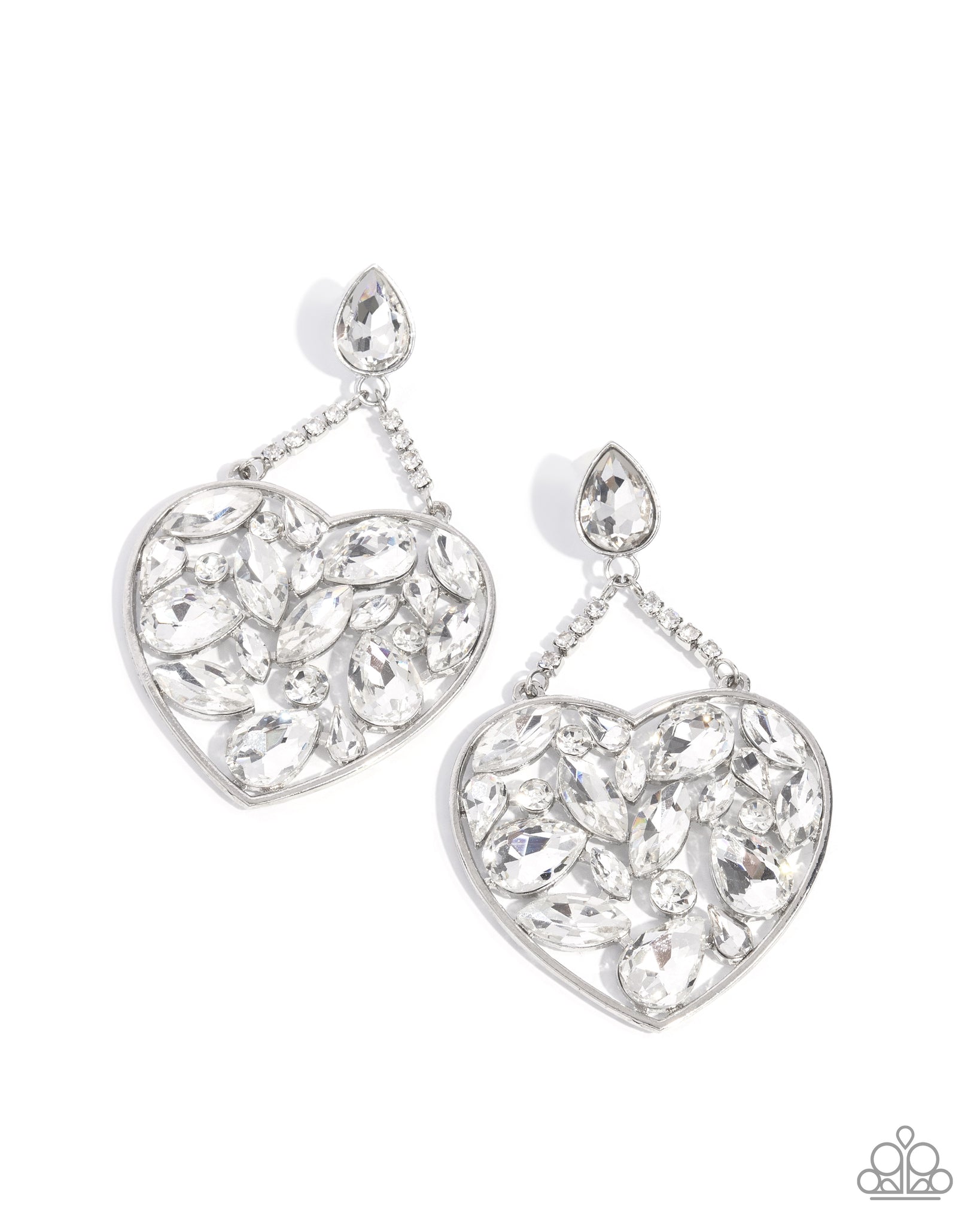 COMING SOON Paparazzi Glittery Gait - White Heart Earrings