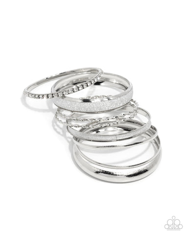 Paparazzi Smoldering Stack - Silver Bangle Bracelet