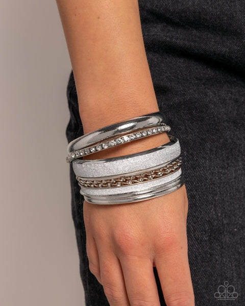 Paparazzi Smoldering Stack - Silver Bangle Bracelet