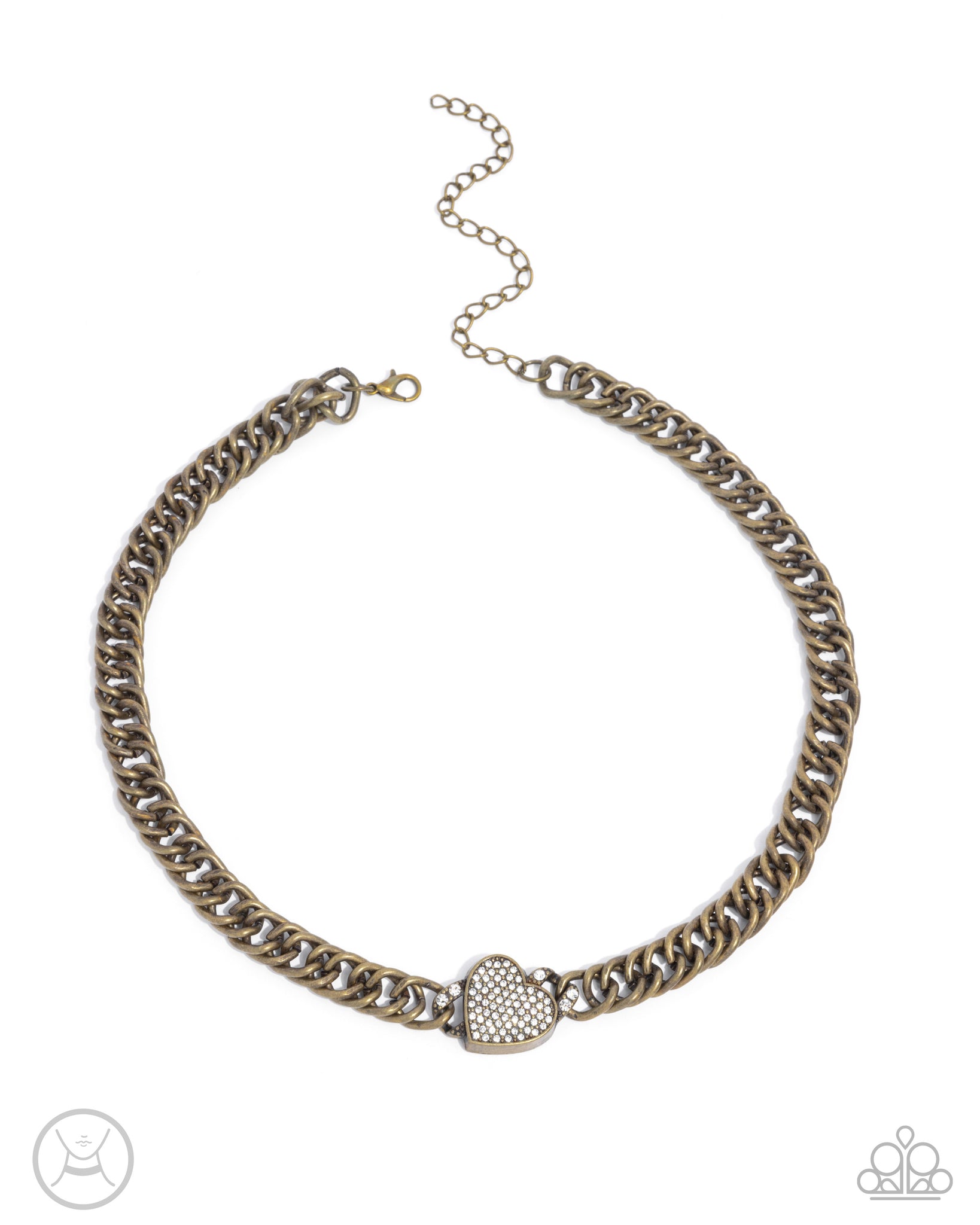 Paparazzi Endearing Edge - Brass Heart Choker Necklace