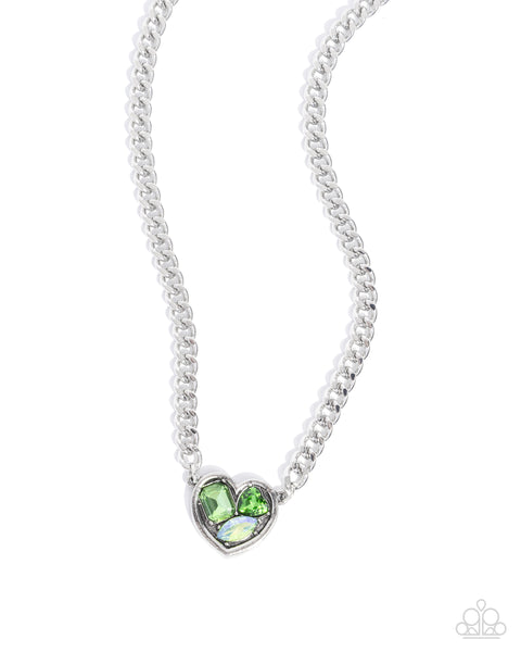 Paparazzi Tasteful Triad - Green Heart Necklace