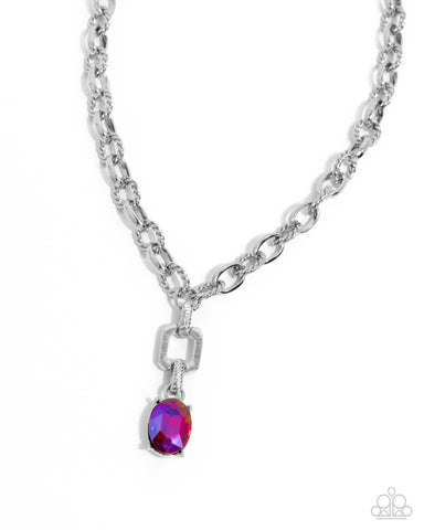 Paparazzi Refulgent Recognition - Pink Iridescent Necklace