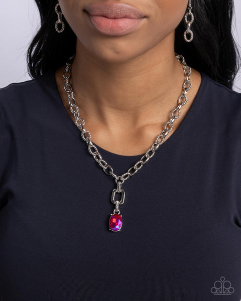 Paparazzi Refulgent Recognition - Pink Iridescent Necklace