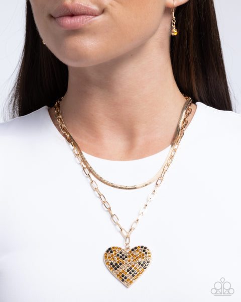 Paparazzi Cheetah Class - Brown Heart Necklace