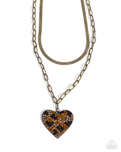 Paparazzi Cheetah Class - Brass Heart Necklace