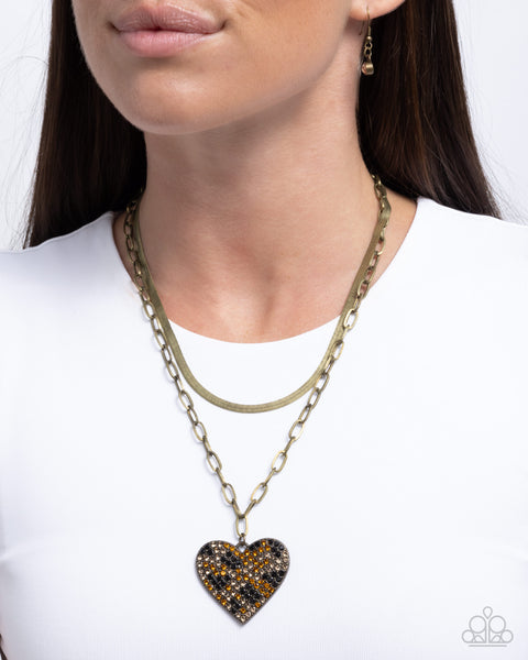 Paparazzi Cheetah Class - Brass Heart Necklace