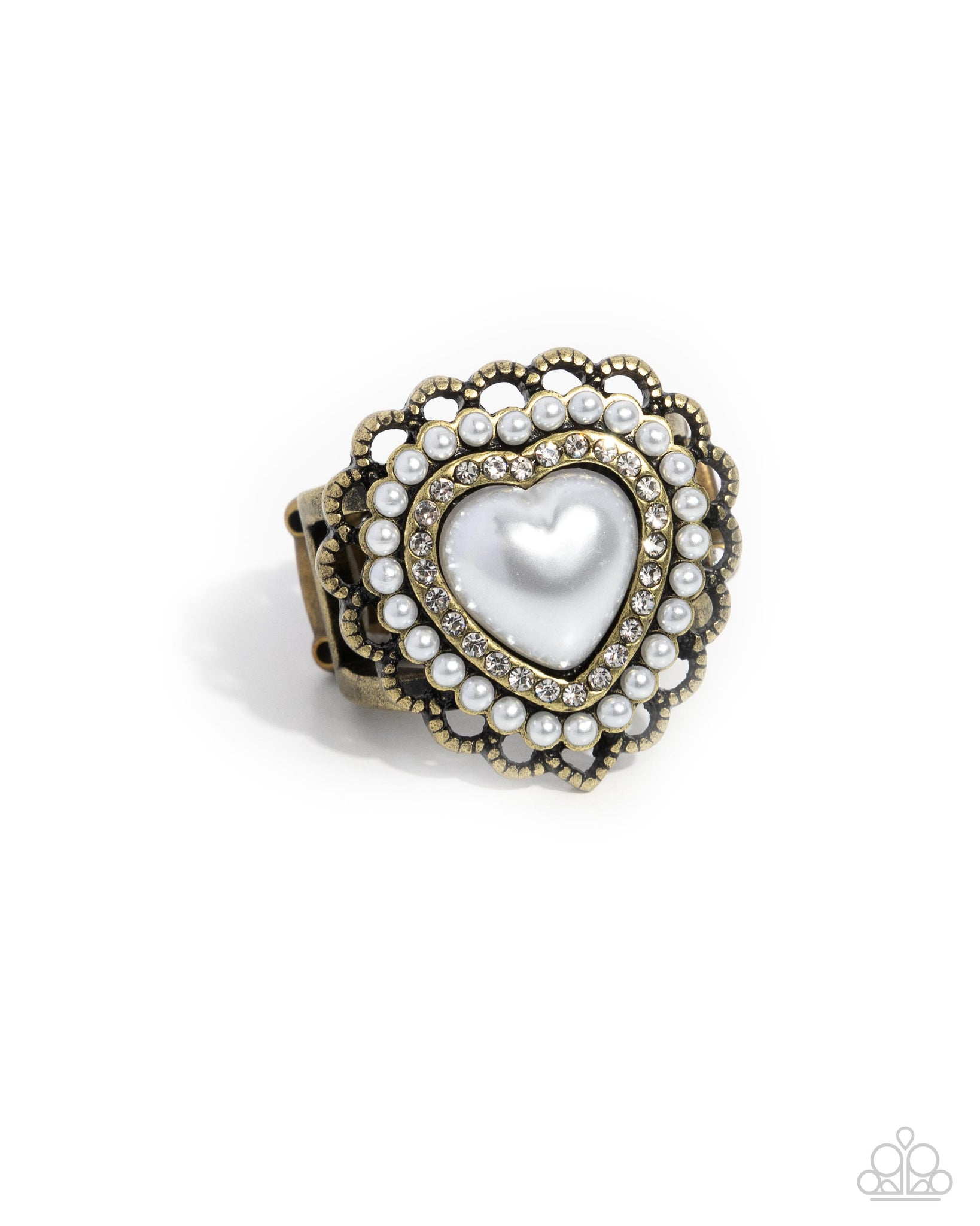 Paparazzi Opulent Overlay - Pearl Brass Ring