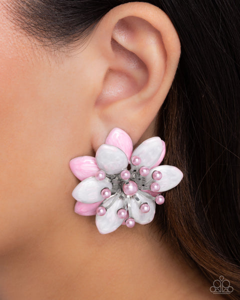 COMING SOON Paparazzi Dimensional Dowry - Pink Earrings