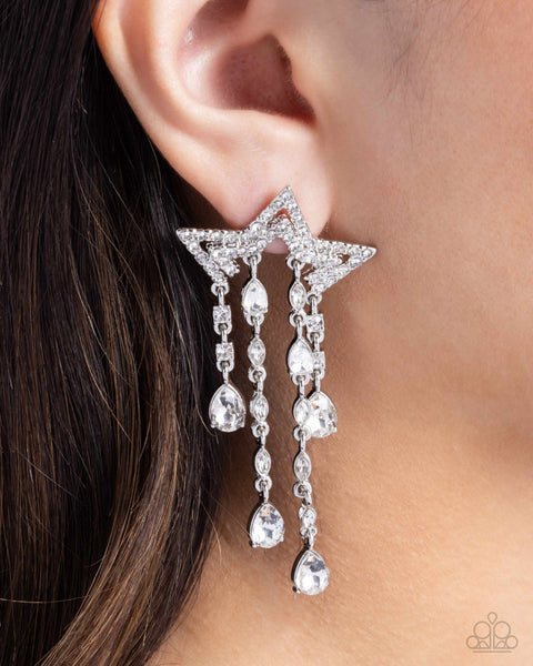 COMING SOON Paparazzi Stellar Scale - White Earrings