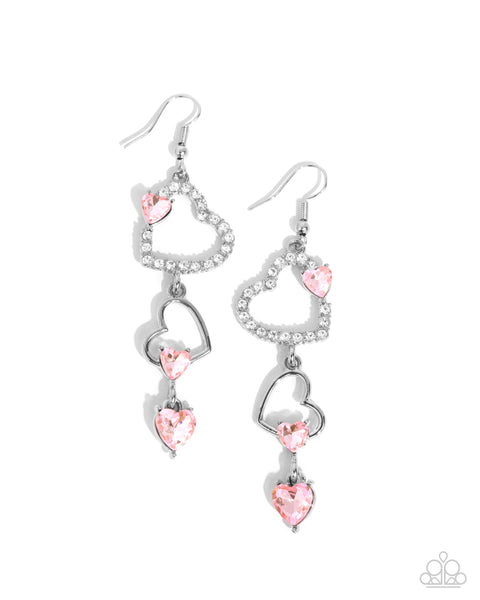 COMING SOON Paparazzi Courting Cascade - Pink Heart Earrings