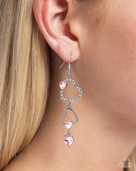 COMING SOON Paparazzi Courting Cascade - Pink Heart Earrings