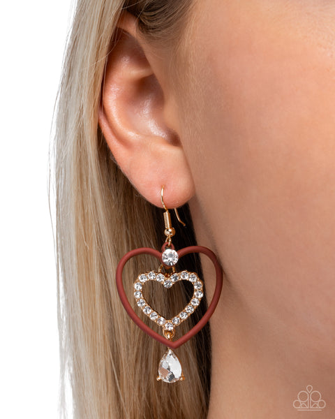 Paparazzi Soft and Sweet - Red Heart Earrings