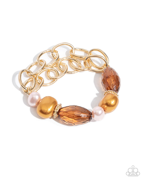 Paparazzi Pearly Passenger - Brown Bracelet