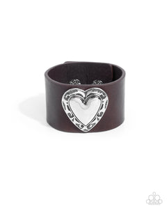 COMING SOON Paparazzi Decorated Debut - Brown Heart Snap Bracelet