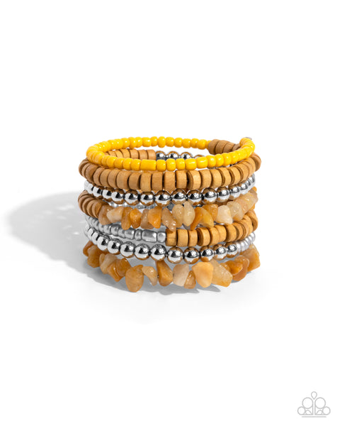 Paparazzi Plentiful Pizzazz - Yellow Coiled Bracelet