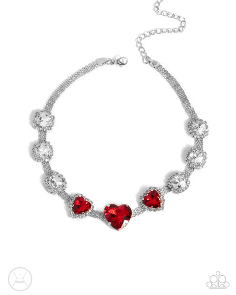 COMING SOON Paparazzi Valentines Vibe - Red Heart Choker Necklace