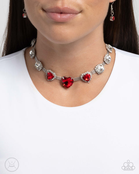 COMING SOON Paparazzi Valentines Vibe - Red Heart Choker Necklace